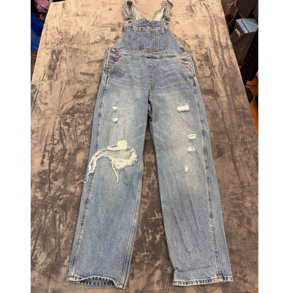 Abercrombie & Fitch Overalls Womens Blue Distressed Denim M